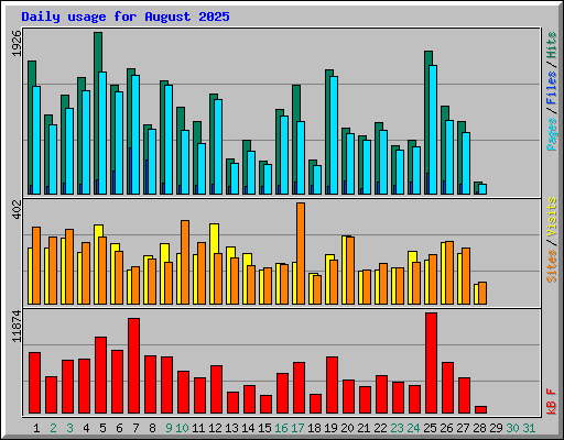 Daily usage for August 2025