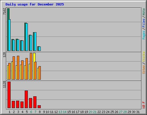 Daily usage for December 2025